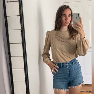 VTG 80s 90s Suchada Blouse 8 small medium champagne tan color